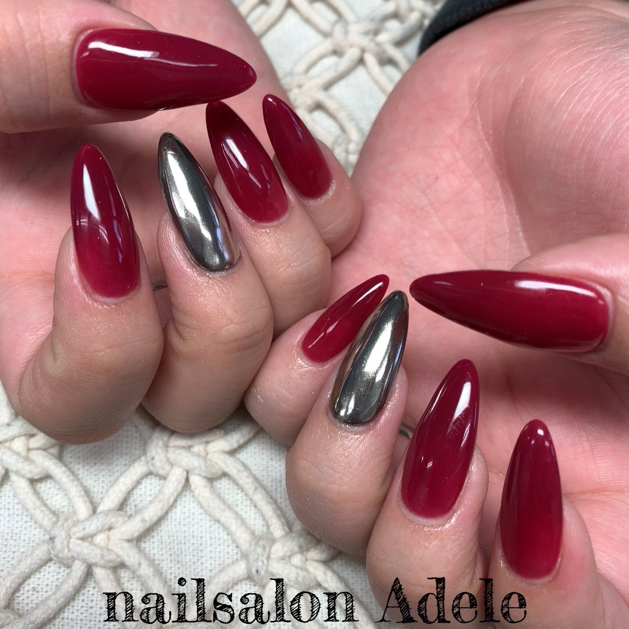 ハンド ワンカラー ミラー ロング レッド ゆんころまるのネイルデザイン No ネイルブック