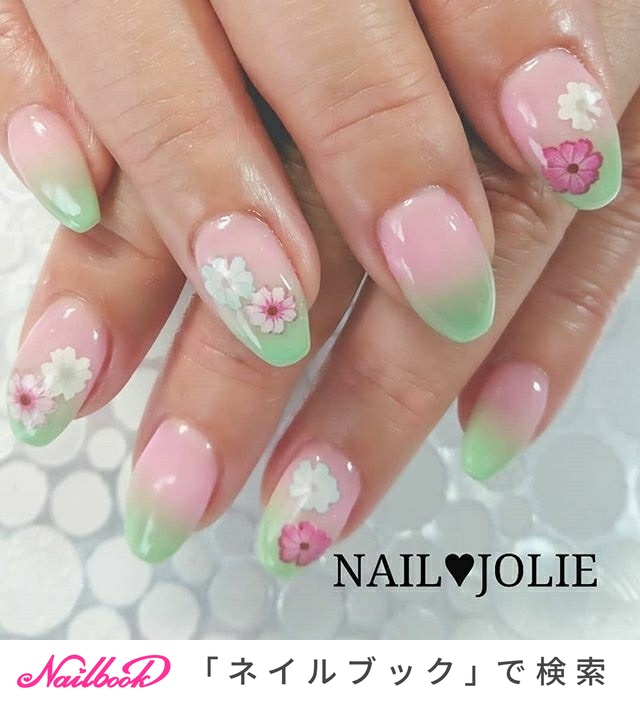 春 夏 グラデーション フラワー ピンク Nailjolieのネイルデザイン No ネイルブック