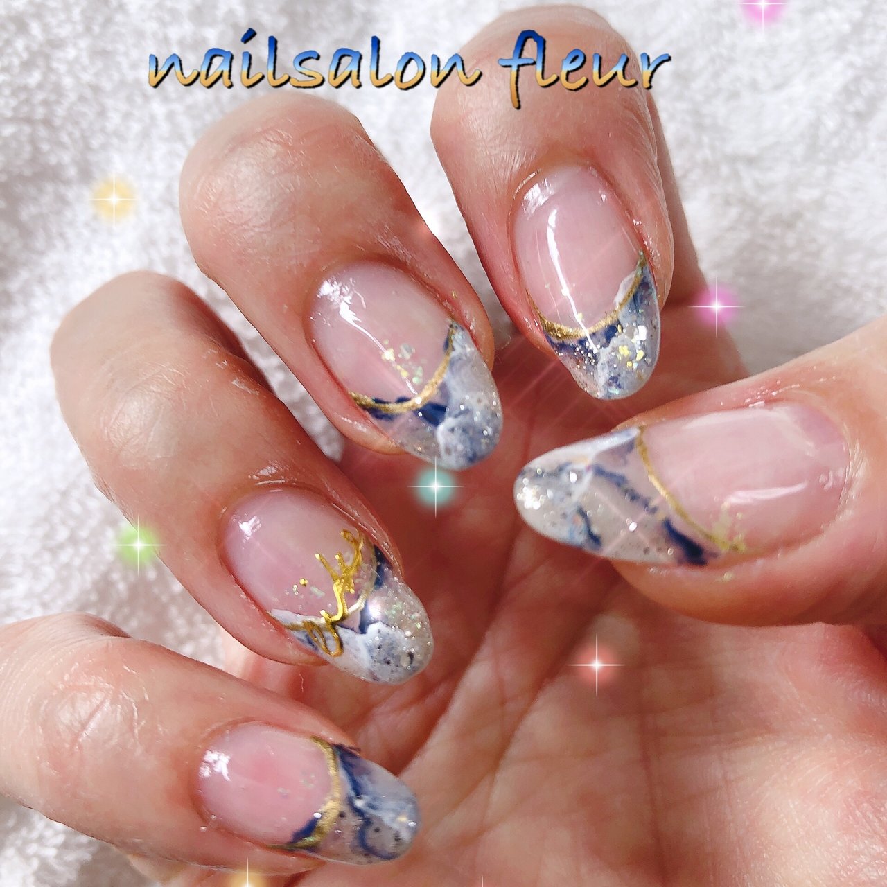 オールシーズン ハンド ネイビー ジェル ネイルモデル Nailsalon Fleurのネイルデザイン No ネイルブック