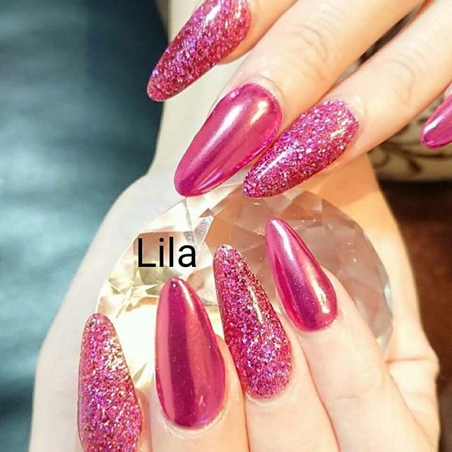 ハンド ラメ ミラー ピンク Lila Nail Salonのネイルデザイン No ネイルブック