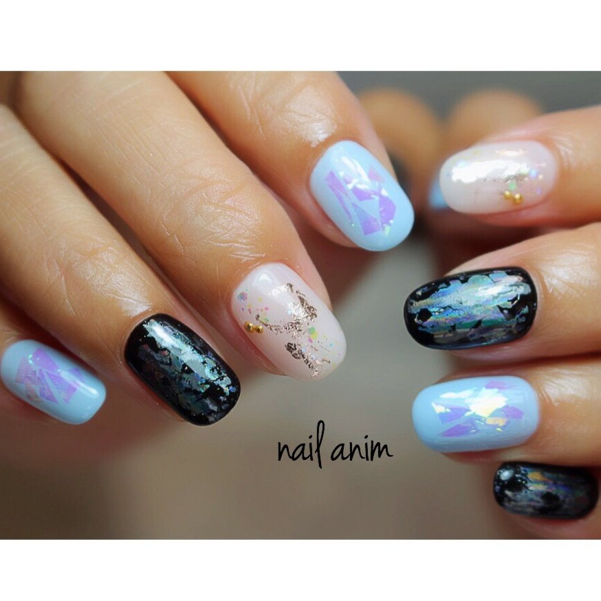 夏 リゾート ハンド ホログラム ホイル Nail Animのネイルデザイン No ネイルブック