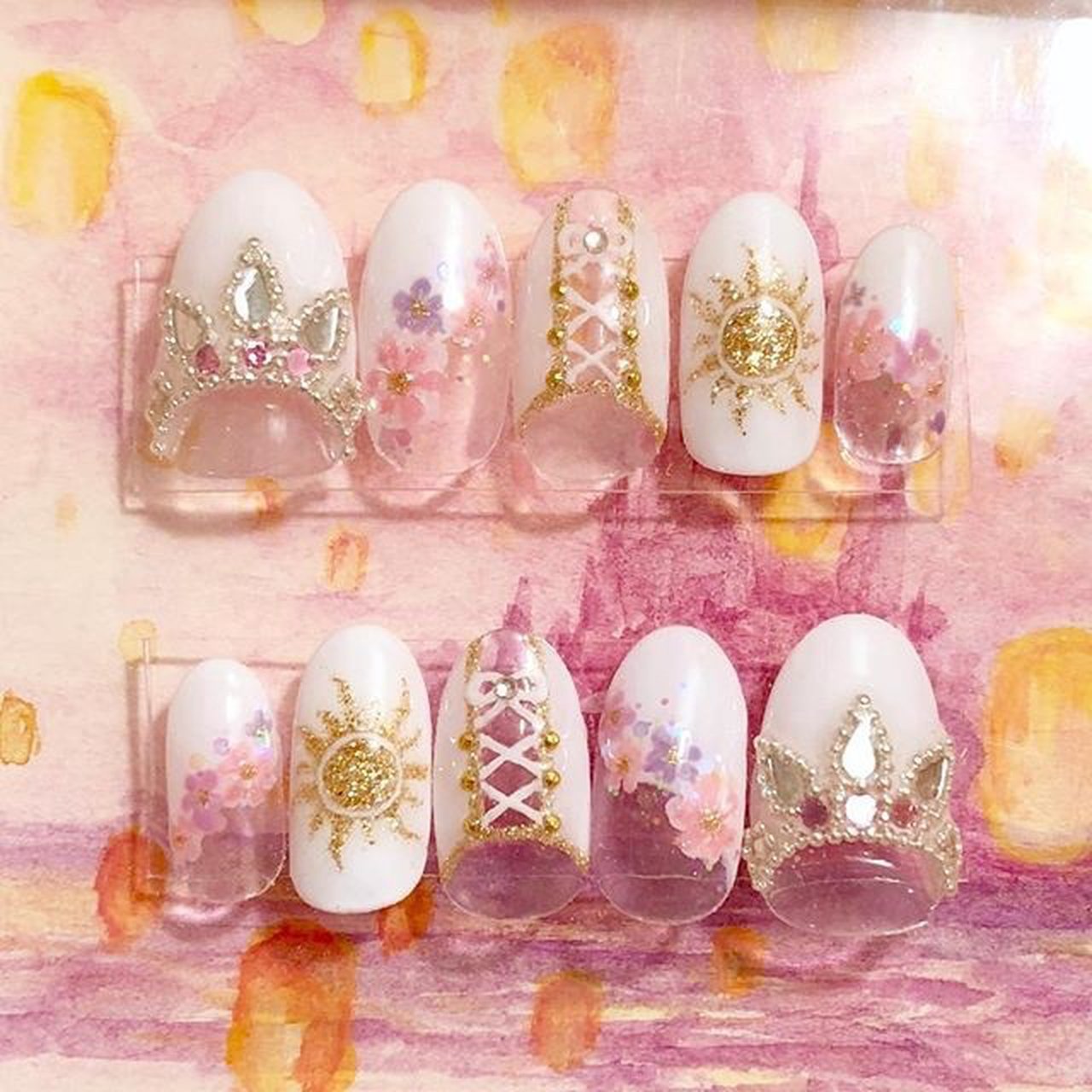 あいか様 ディズニーブライダルネイルオーダー Disney nail 🐹💗 ディズニーでのブライダル前撮り用ネイルを