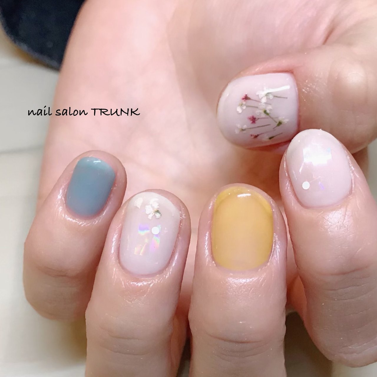 春 ハンド オーロラ 押し花 ショート Nail Trunkのネイルデザイン No ネイルブック