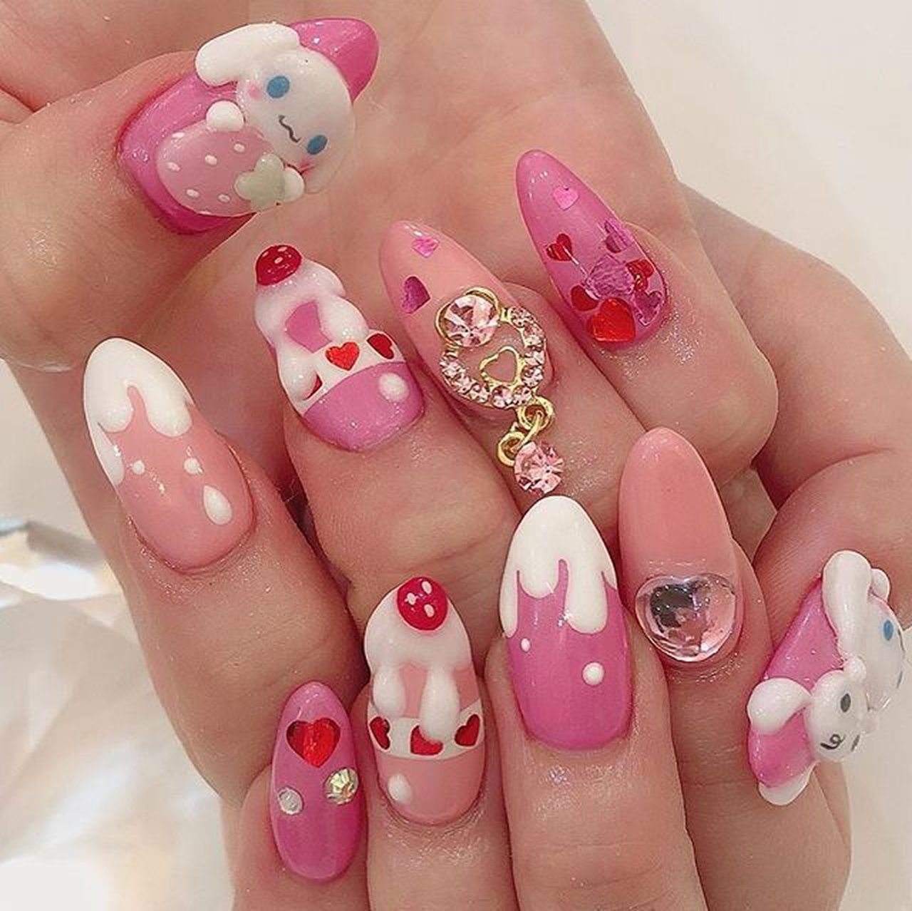 春 ハンド キャラクター 3d ロング Nailsgogo Shibuya Nailsalonのネイルデザイン No ネイルブック