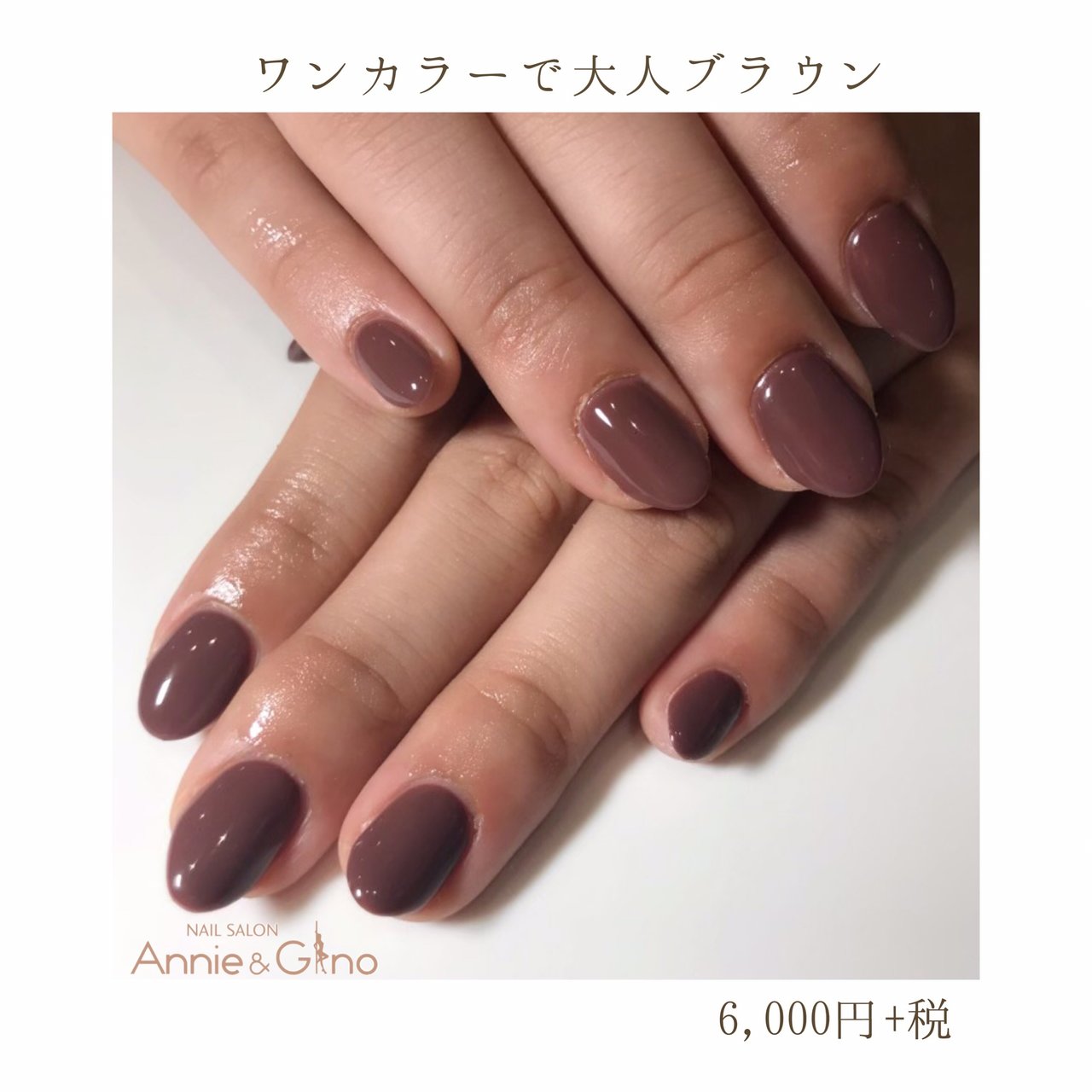 オールシーズン ハンド シンプル ワンカラー ブラウン Nailsalon Annie Ginoのネイルデザイン No ネイルブック