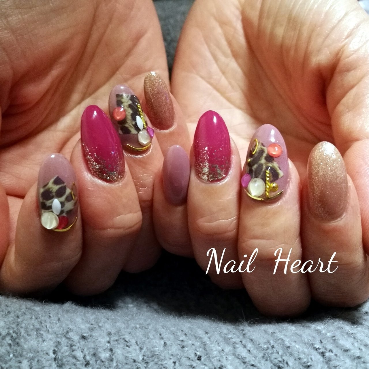 春 ハンド アニマル柄 レオパード ピンク Nailheartのネイルデザイン No ネイルブック