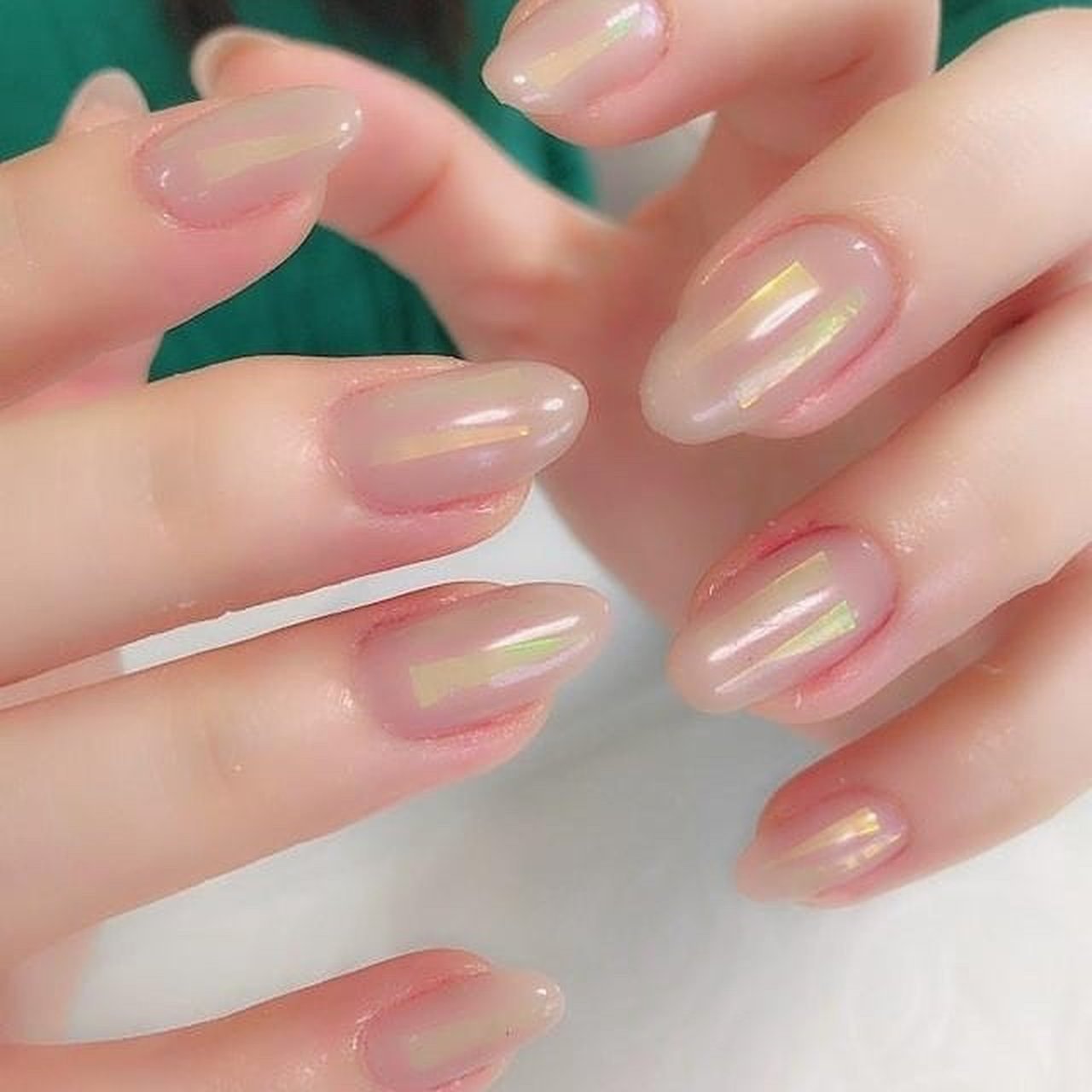 ハンド/ワンカラー/ロング/ベージュ/ジェルネイル