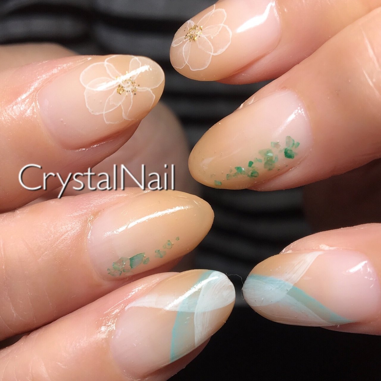 春 夏 オールシーズン ブライダル たらしこみ Crystal Nailのネイルデザイン No ネイルブック