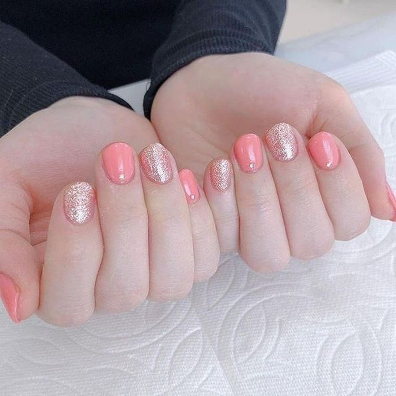 ハンド/ワンカラー/ショート/ピンク/ジェルネイル