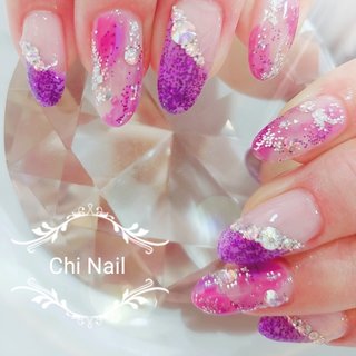 #パープル #スワロフスキー #シルバーラメ #70代のお客様 #70歳代でも楽しむネイル #chinail #オールシーズン #ハンド #ミディアム #パープル #ジェルネイル #お客様 #古河市privatenail …ChiNail #ネイルブック