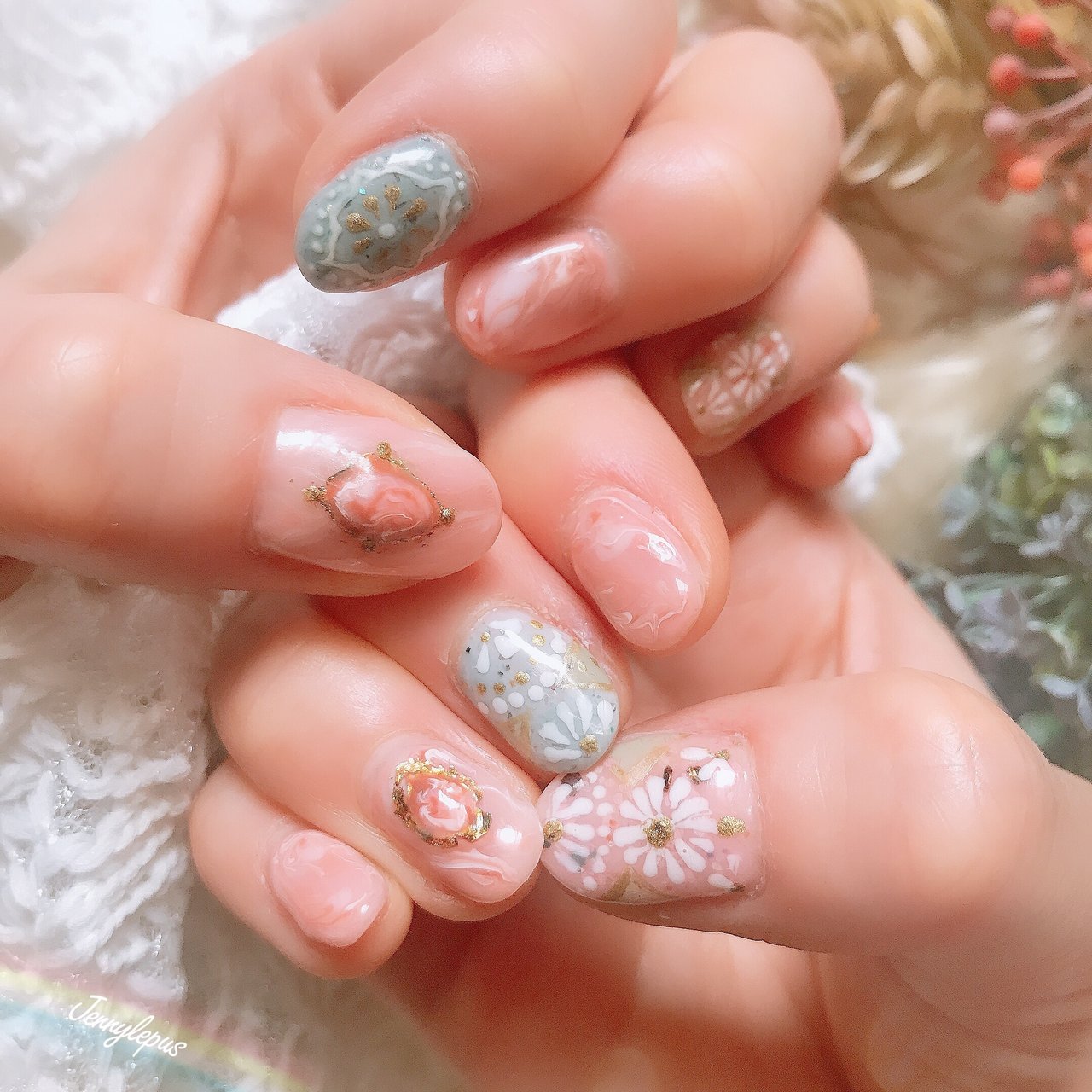 春 夏 ハンド ネイティブ 大理石 Ming Wongのネイルデザイン No ネイルブック