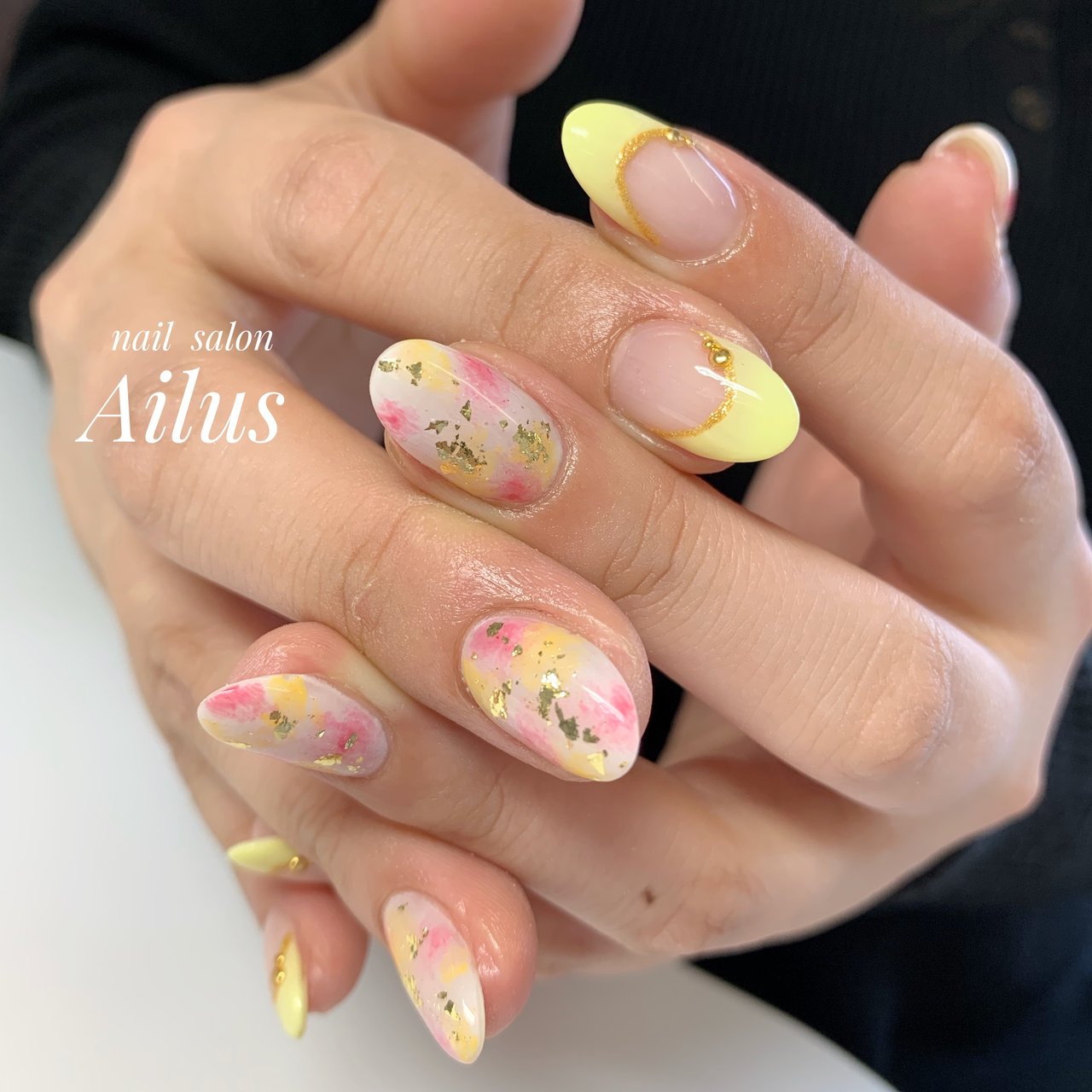 春 ハンド フレンチ タイダイ ピンク Nail Salon Ailusのネイルデザイン No ネイルブック