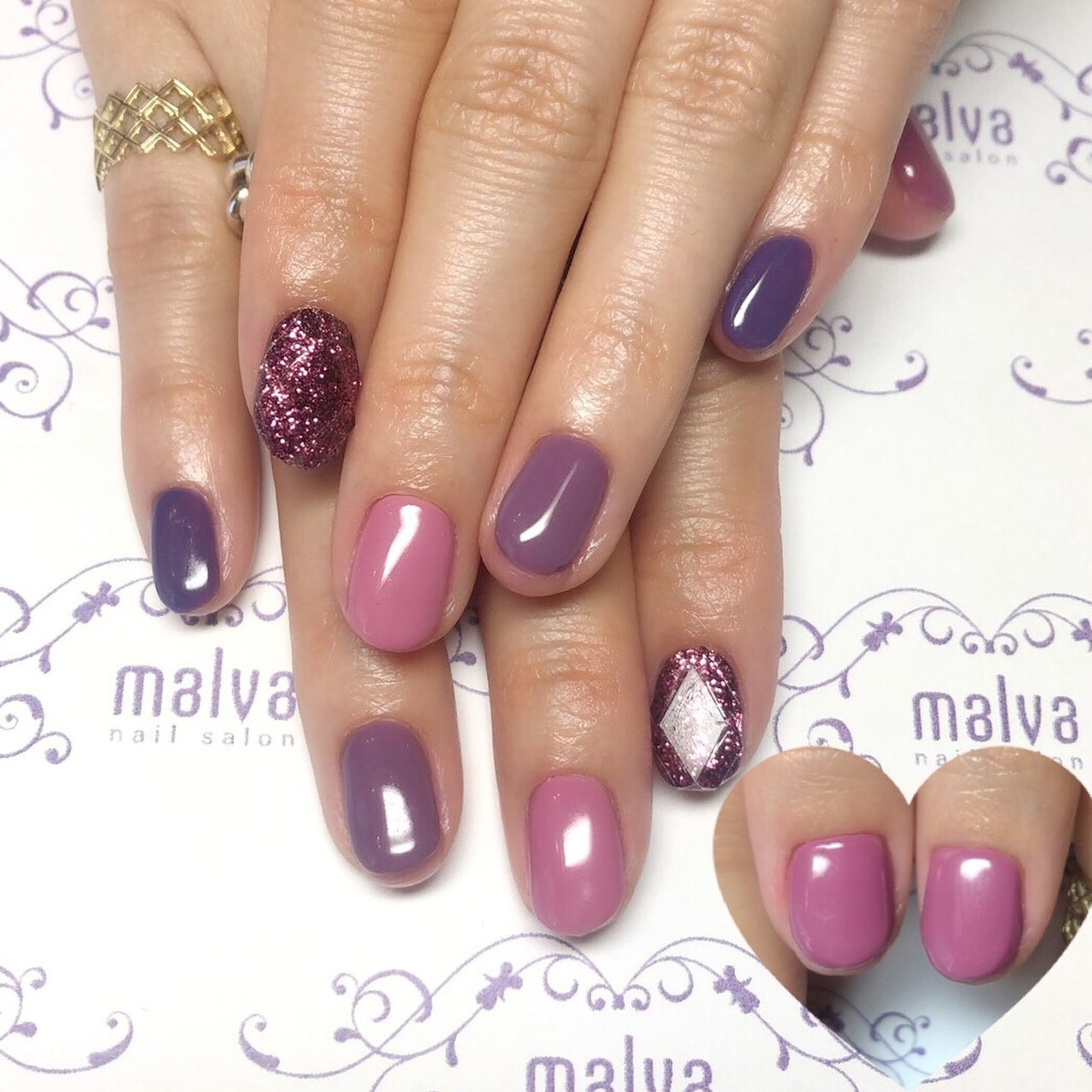 オールシーズン デート ハンド ラメ ワンカラー Nailsalon Malva 原宿店のネイルデザイン No ネイルブック