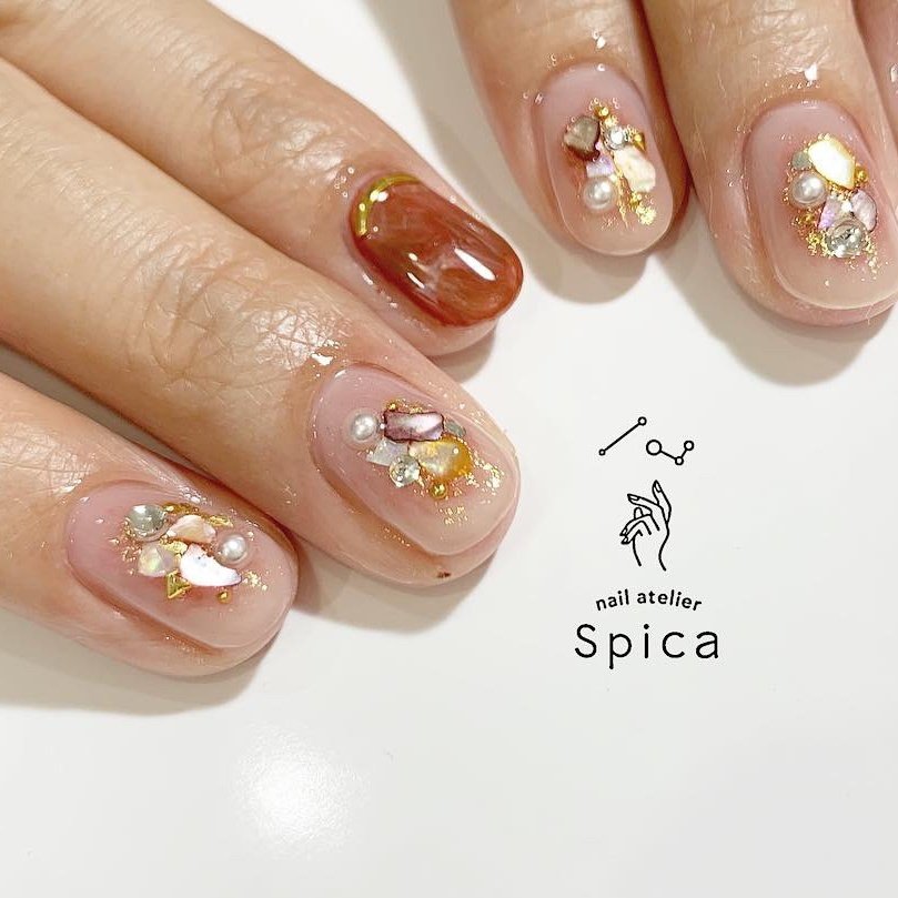 オールシーズン ハンド シェル ショート ブラウン 松本市ネイルサロンnail Atelier Spica ネイルアトリエスピカ のネイル デザイン No ネイルブック