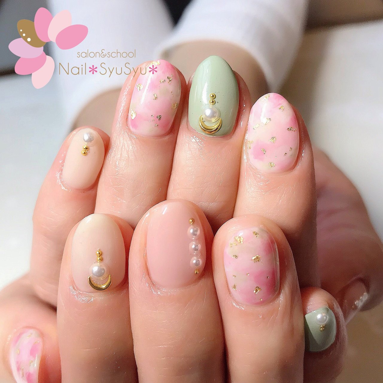 春 夏 ハンド パール タイダイ Nail Syusyu ネイルシュシュのネイルデザイン No ネイルブック