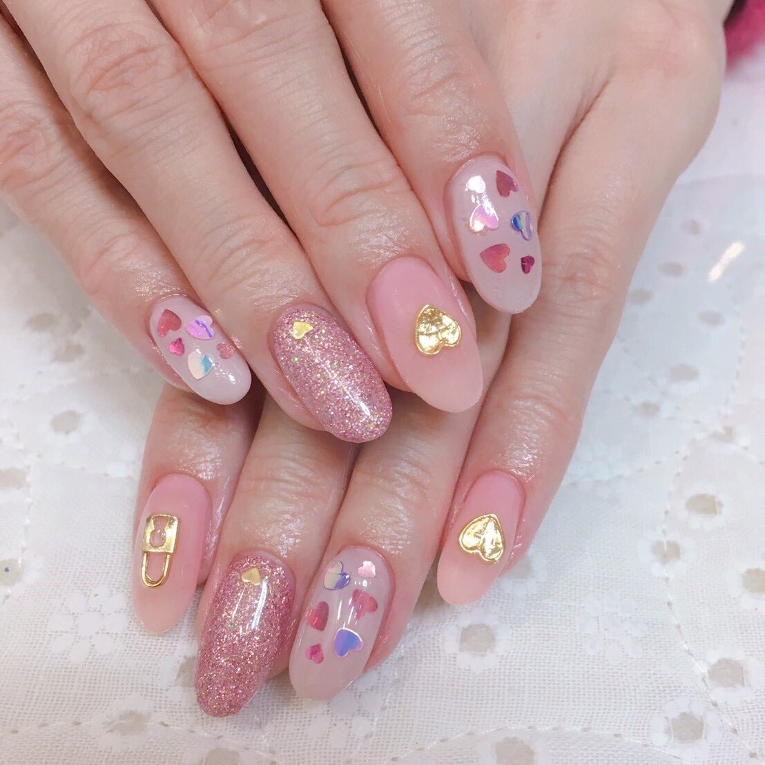 バレンタイン デート 女子会 ハンド ラメ Mignonjjjのネイルデザイン No 424 ネイルブック