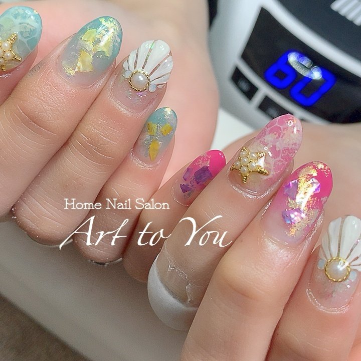 春 夏 デート ハンド グラデーション Homenailsalon Arttoyou のネイルデザイン No ネイルブック