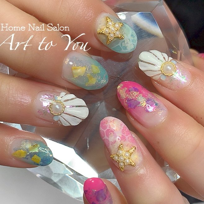 春 夏 デート ハンド グラデーション Homenailsalon Arttoyou のネイルデザイン No ネイルブック