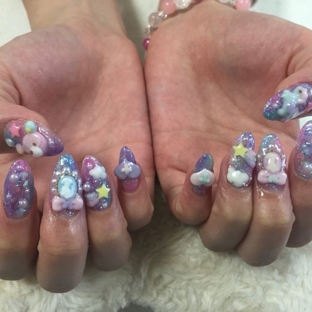 ハンド ラメ パール シュガー 星 ななななっちゃん のネイルデザイン No ネイルブック