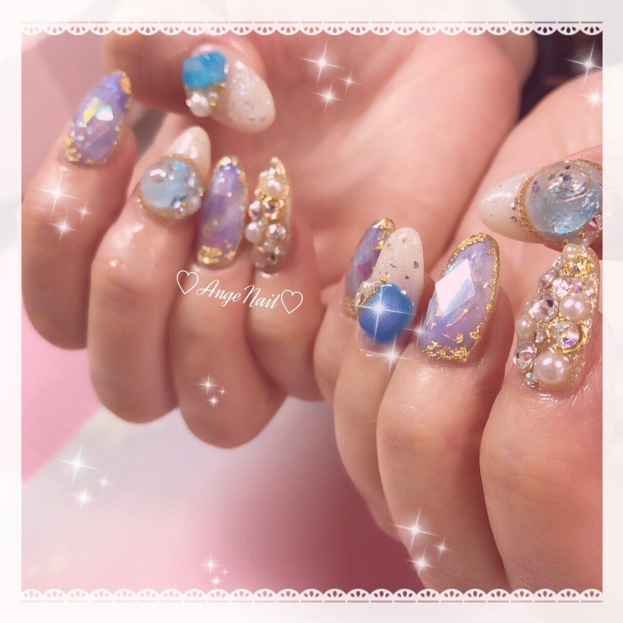 春 夏 ハンド ロング 水色 Angenailのネイルデザイン No ネイルブック