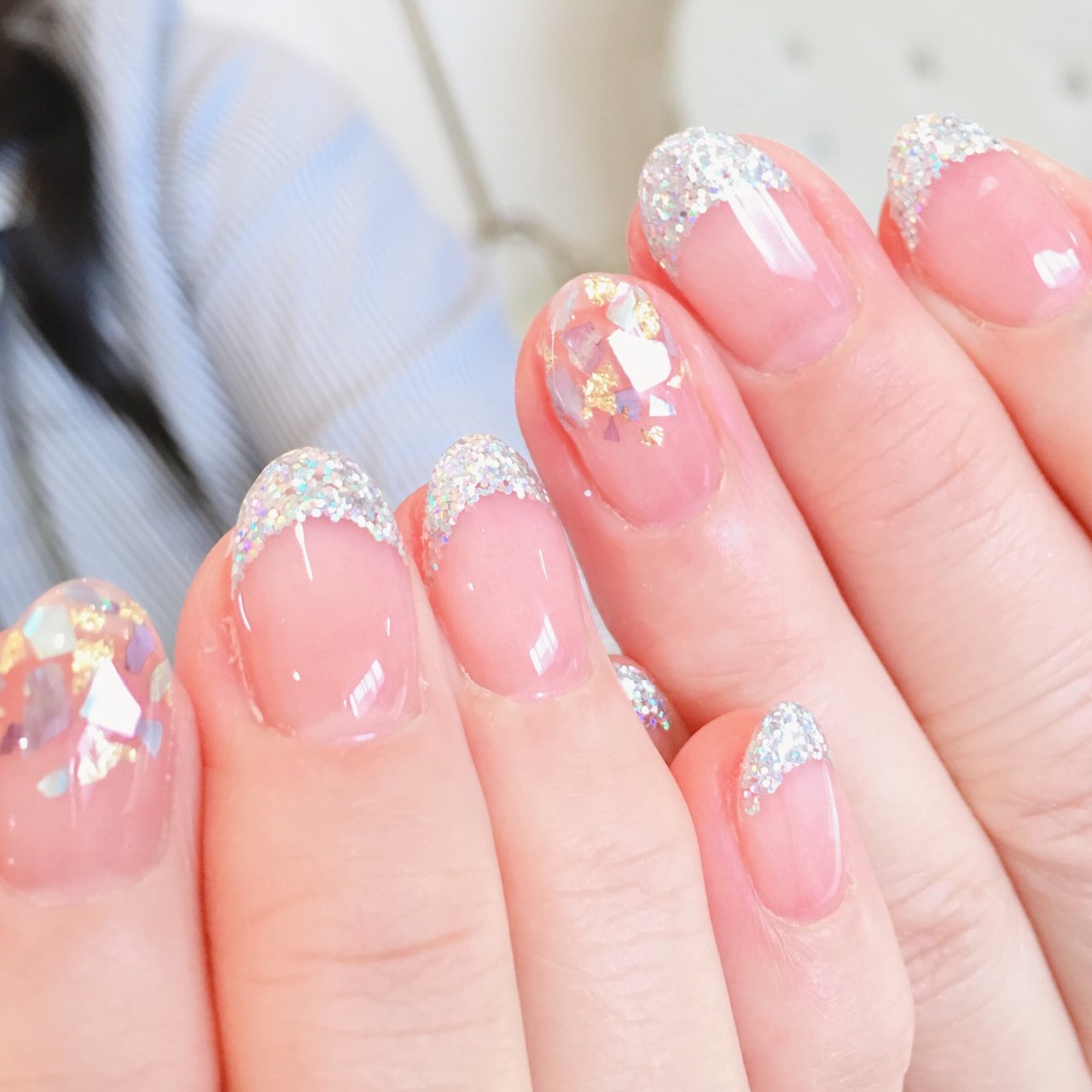 春 夏 ハンド シンプル フレンチ Nail Salon アイ クリスタル 中村郁美のネイルデザイン No 4209481 ネイルブック