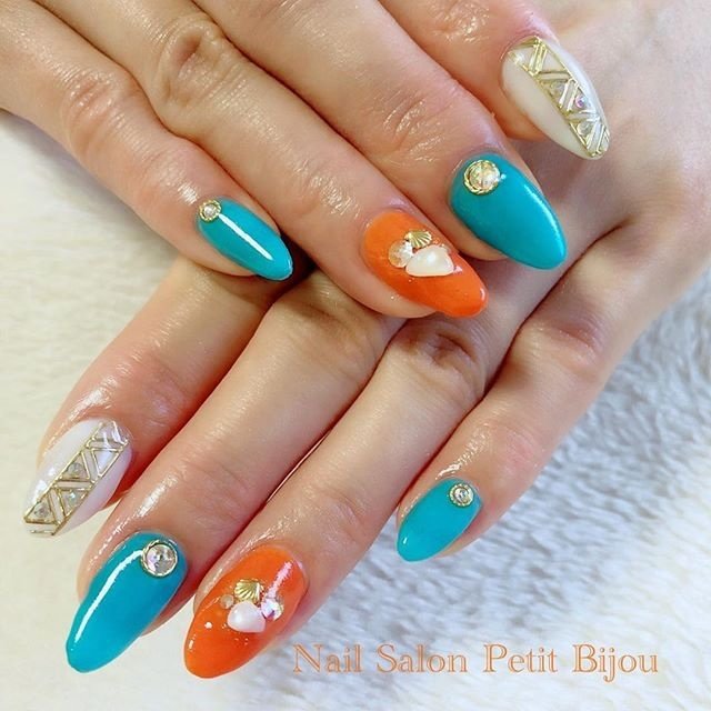 春 夏 海 リゾート ハンド Nail Salon Petit Bijouのネイルデザイン No ネイルブック