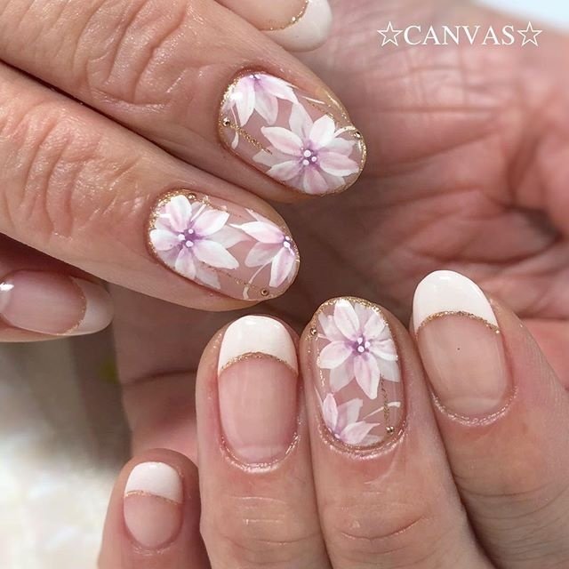 Hd限定フレンチネイル 花 最高の花の画像