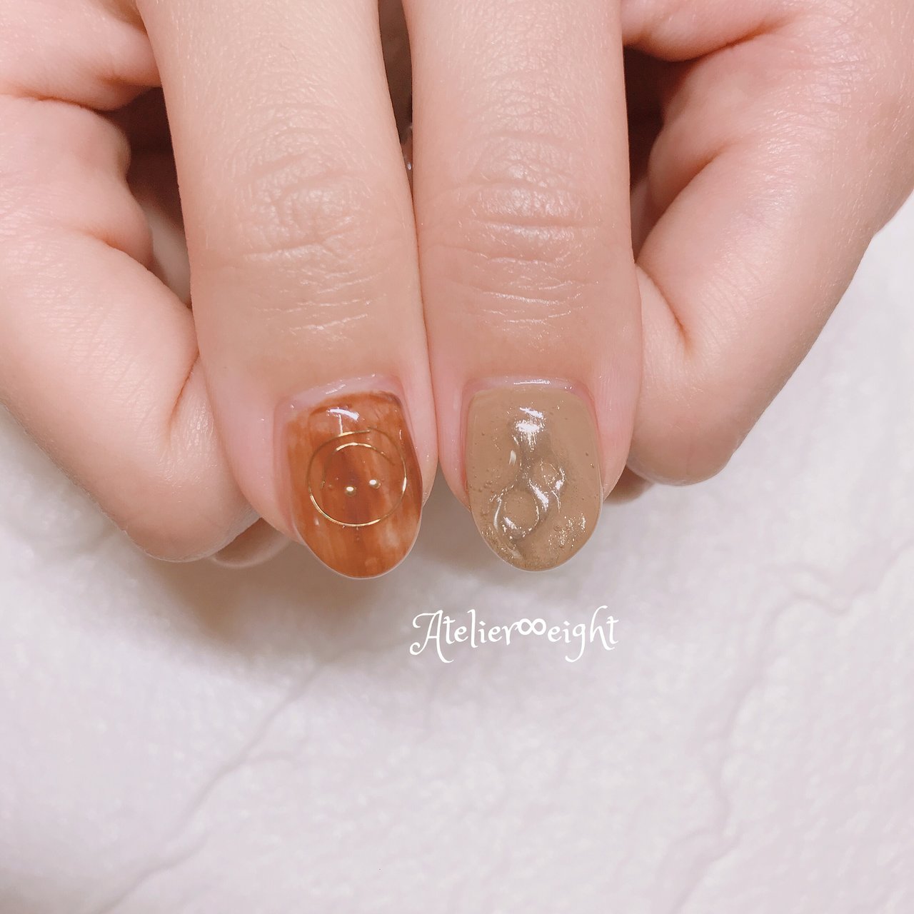 ハンド ニュアンス ショート ベージュ ブラウン Yuukiのネイル