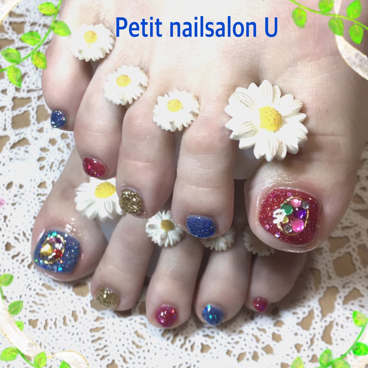 フット レッド ネイビー ゴールド ペディキュア ｕ Koのネイルデザイン No ネイルブック