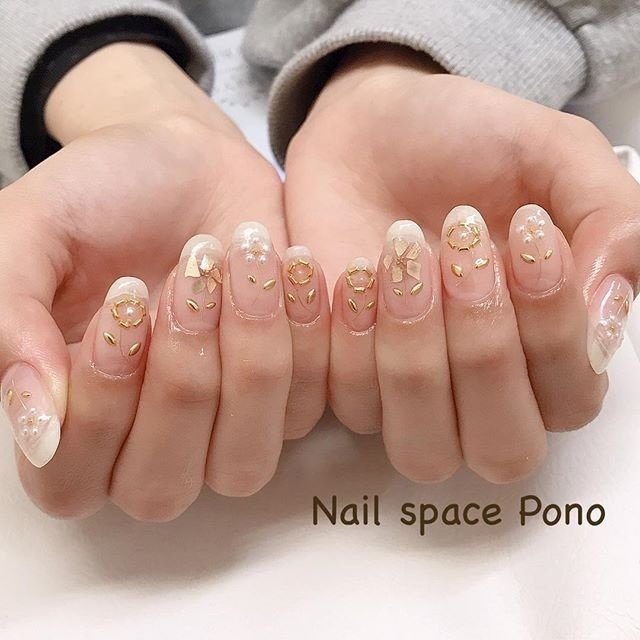 ハンド フラワー パール シースルー ワイヤー Nail Space Pono まどちゃんのネイルデザイン No ネイルブック