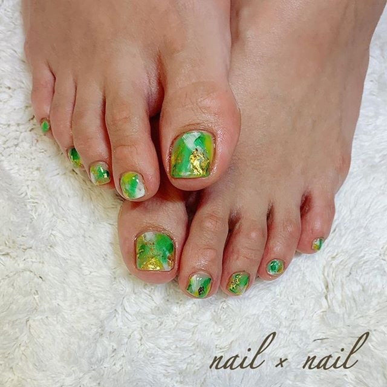 フット イエロー グリーン ゴールド ジェル Nail Nailのネイルデザイン No ネイルブック