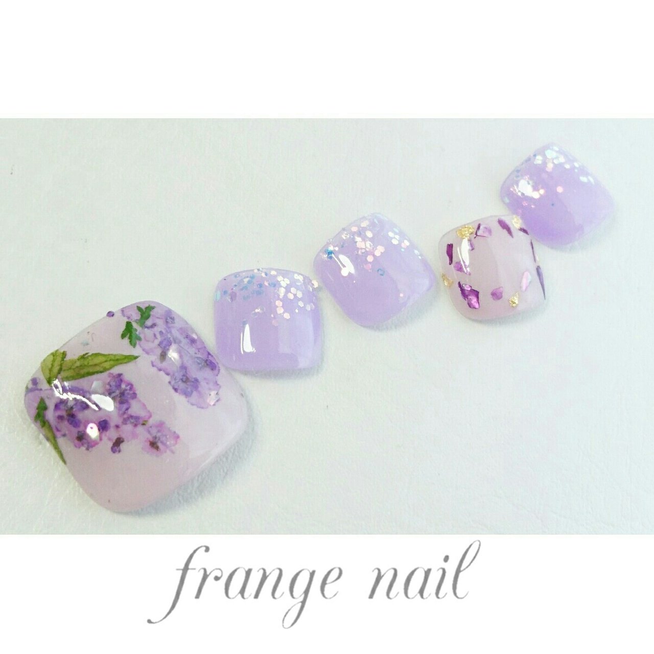 フット フラワー シェル パープル ジェルネイル Frange Nailのネイルデザイン No ネイルブック