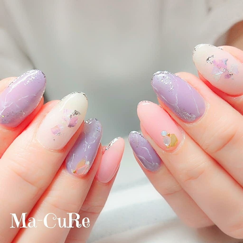 春 夏 ハンド ラメ シェル Ma Cureのネイルデザイン No 4240932 ネイルブック