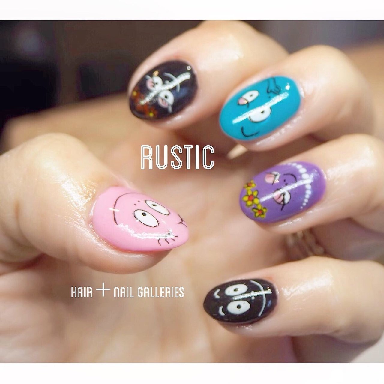 オールシーズン ハンド キャラクター ショート カラフル Rustic Nail ラスティックのネイルデザイン No ネイルブック