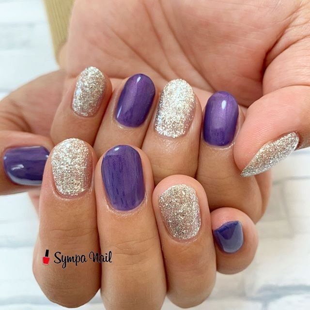 オールシーズン シンプル ワンカラー パープル シルバー Sympa Nailのネイルデザイン No 4242369 ネイルブック