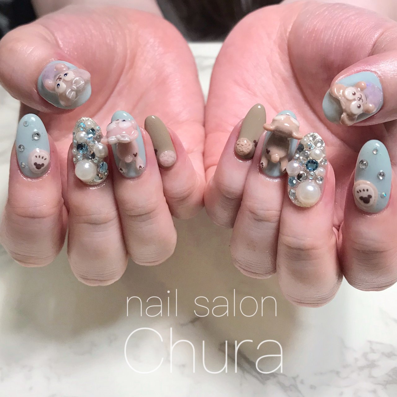 ハンド ワンカラー ビジュー キャラクター 3d Miyu Nail Salon Churaのネイルデザイン No ネイルブック