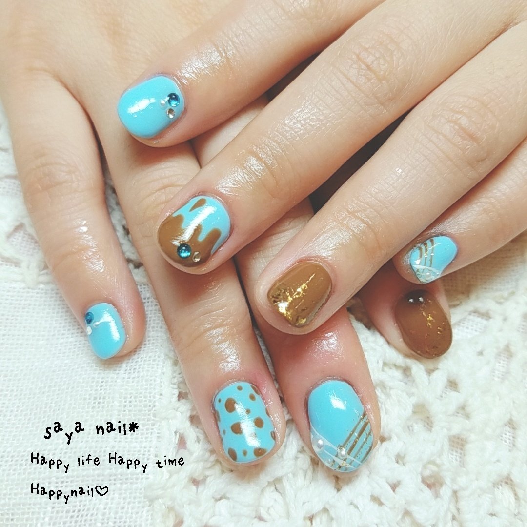 ハンド ショート 水色 ジェル ネイルモデル Saya Nail Private Nail Atelier のネイル デザイン No ネイルブック