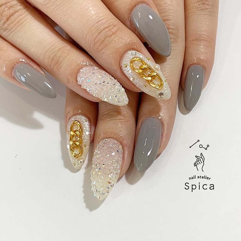 オールシーズン ハンド クリスタルピクシー ロング ホワイト 松本市ネイルサロンnail Atelier Spica ネイルアトリエスピカ のネイル デザイン No ネイルブック