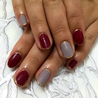 おすすめ順 ボルドー ふちラメのネイルデザイン ネイルブック