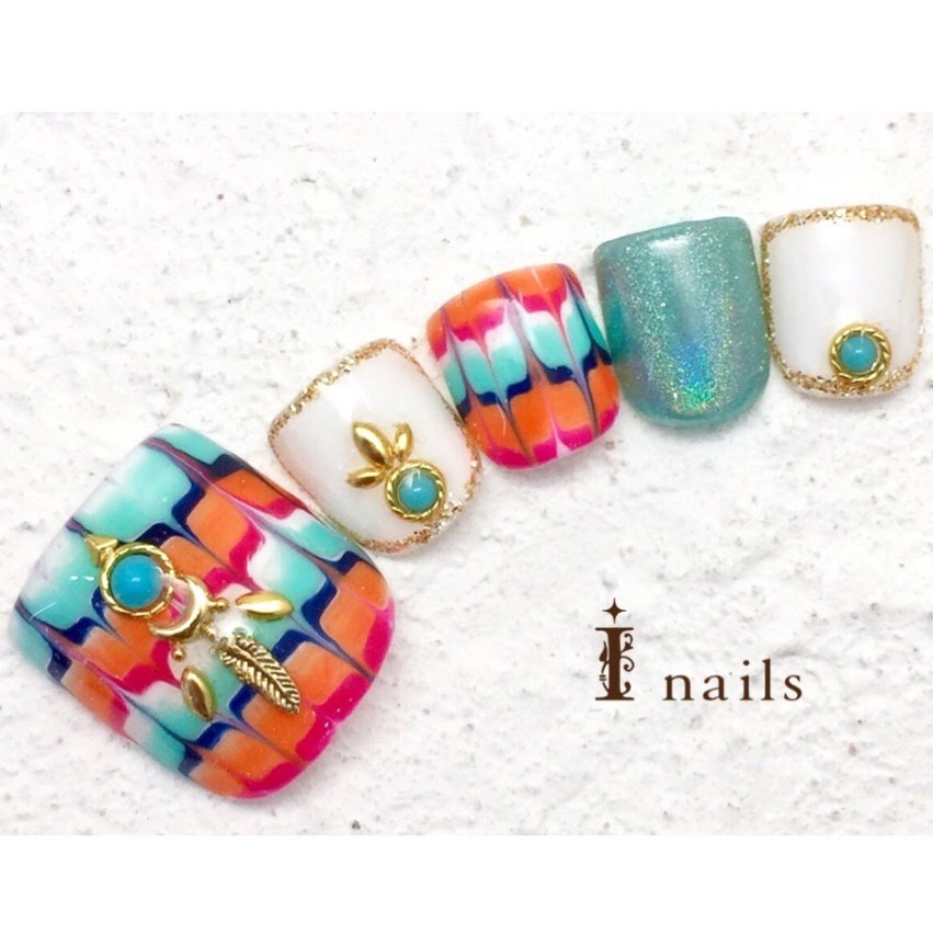 夏 秋 旅行 海 フット I Nails 横浜店のネイルデザイン No ネイルブック