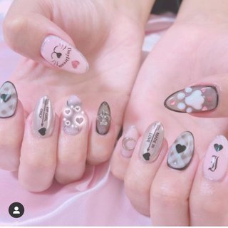 黒ピンクのネイルデザイン ネイルブック