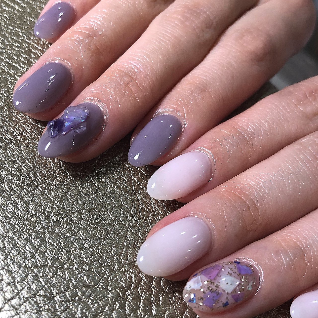 パープル スモーキー ジェルネイル お客様 Nail Salon Allium アリウムのネイルデザイン No ネイルブック