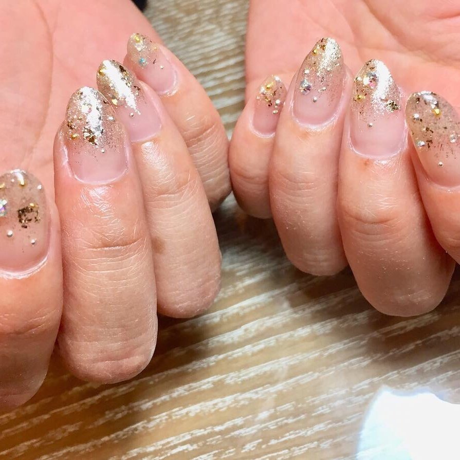 ハンド クリア ゴールド シルバー ジェル Nail Salon Apricotのネイルデザイン No ネイルブック