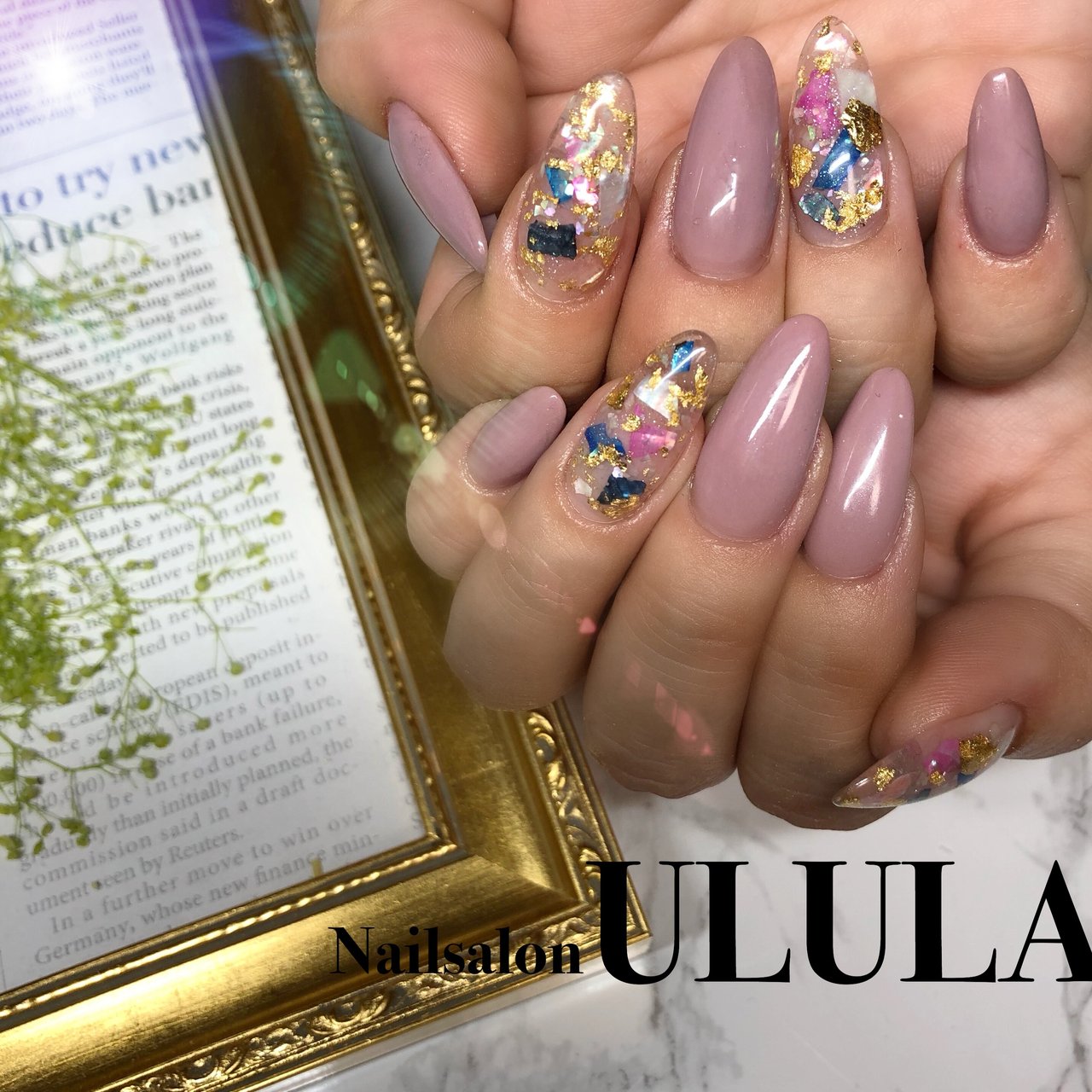 オールシーズン ハンド シェル ミディアム ピンク Nailsalon Ululaのネイルデザイン No ネイルブック