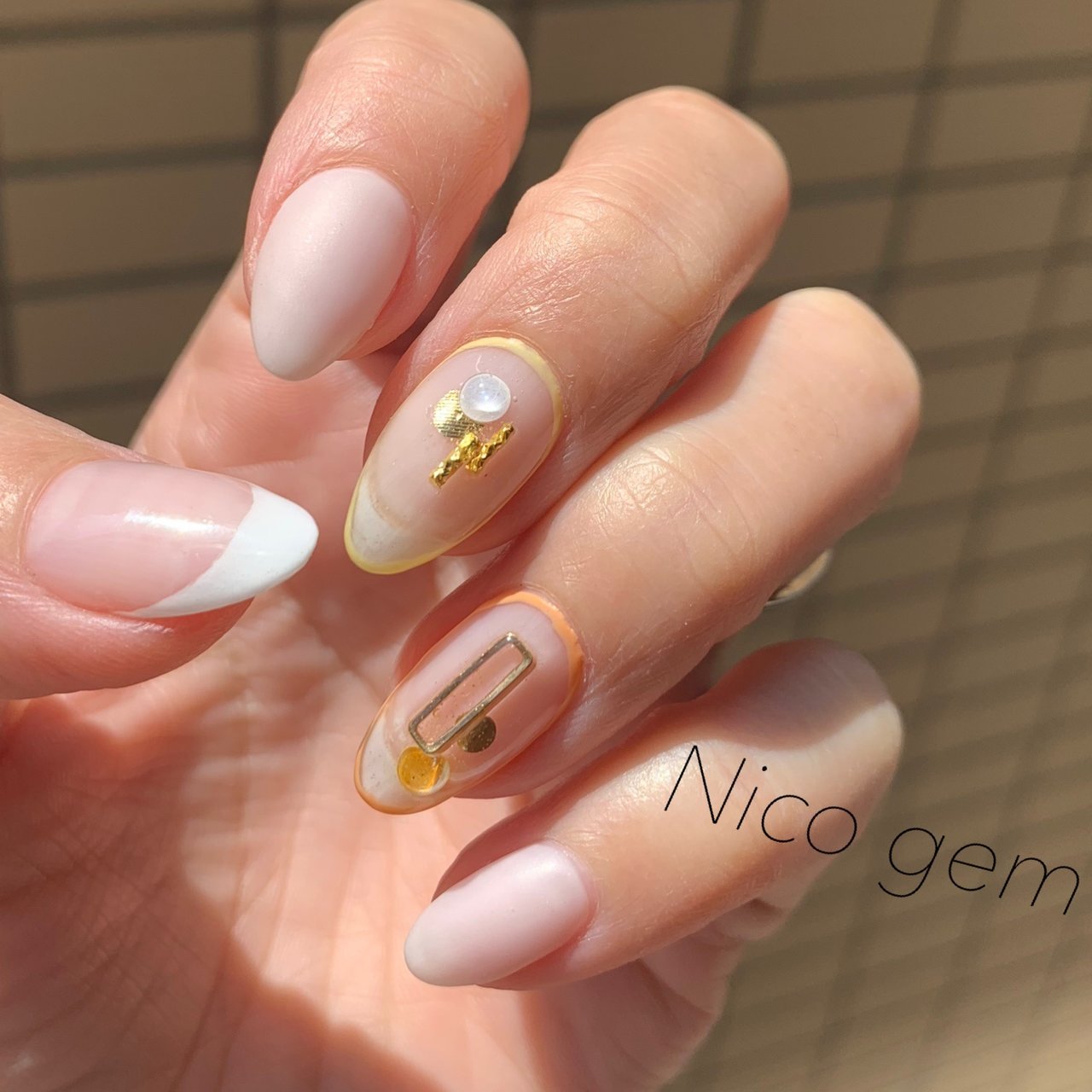 春 夏 ハンド フレンチ マット Nico Gemのネイルデザイン No ネイルブック