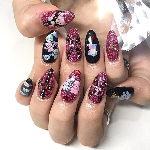 ラメ ワンカラー ピンク ブラック 渋谷beau Re Nailのネイルデザイン No ネイルブック