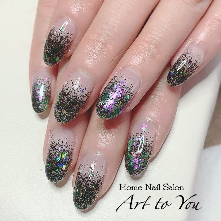 オールシーズン ハンド グラデーション ホログラム ラメ Homenailsalon Arttoyou のネイルデザイン No ネイルブック