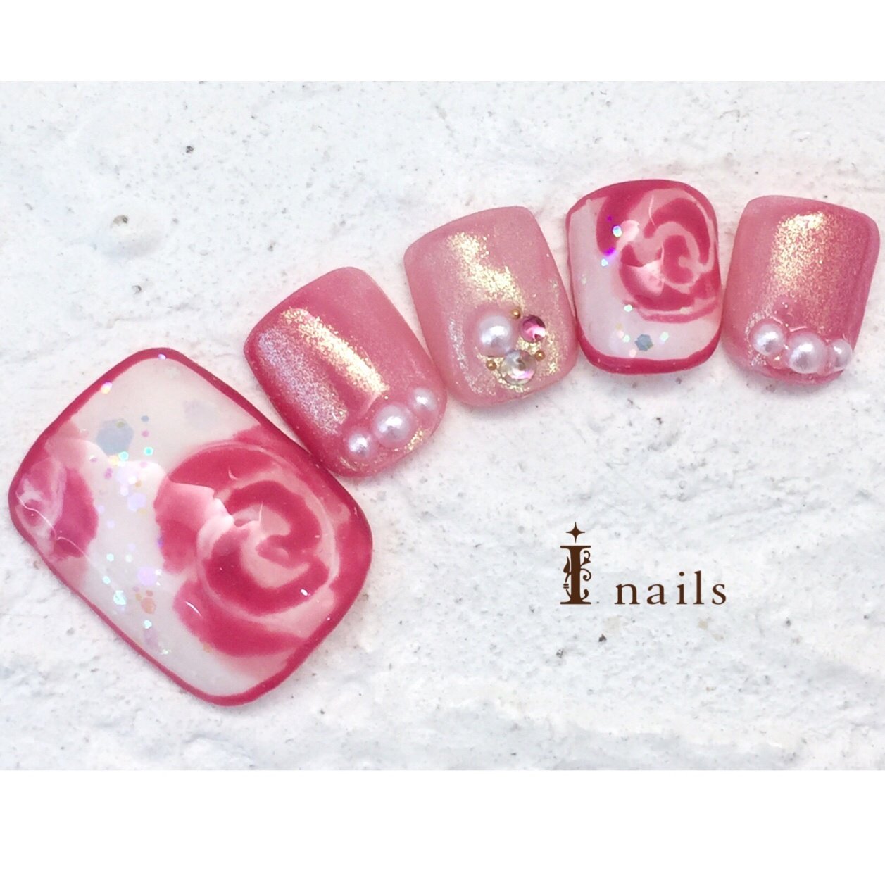 オールシーズン バレンタイン ブライダル フット フラワー I Nails 横浜店のネイルデザイン No ネイルブック