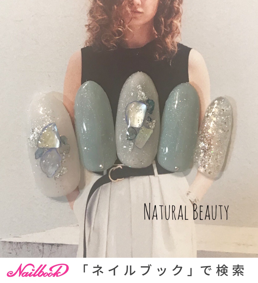 夏 梅雨 ハンド シェル ミディアム Naturalbeautyのネイルデザイン No ネイルブック