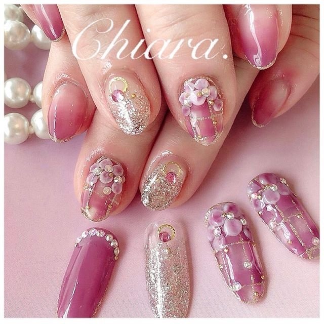 春 夏 オールシーズン フラワー チェック Yokoshikata ｷｱﾗのネイルデザイン No ネイルブック